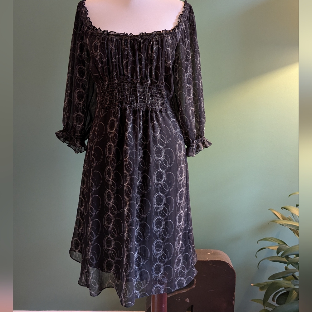 Max Edition Black Swirl Flowy Dress